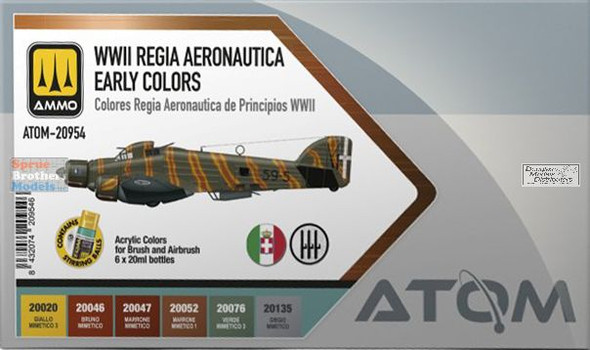 AMMAT20954 AMMO by Mig ATOM Paint Set - WW2 Early Regia Aeronautica Colors
