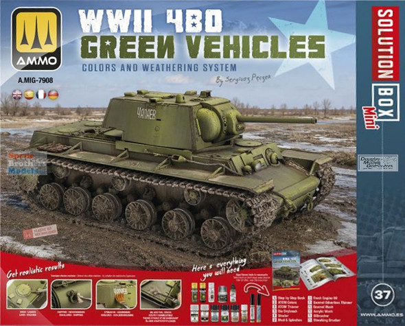 AMM7908 AMMO by Mig Solutions Box Mini - WW2 4BO Green Vehicles Colors and Weathering System