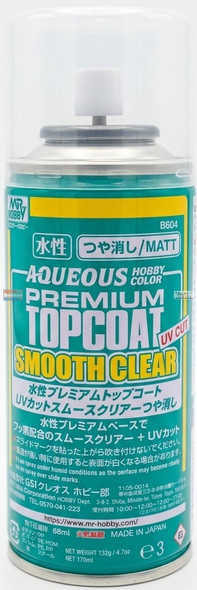 GUNB604 Mr Hobby Aqueous Premium Top Coat UV Cut Smooth Clear - Matt Spray 68ml