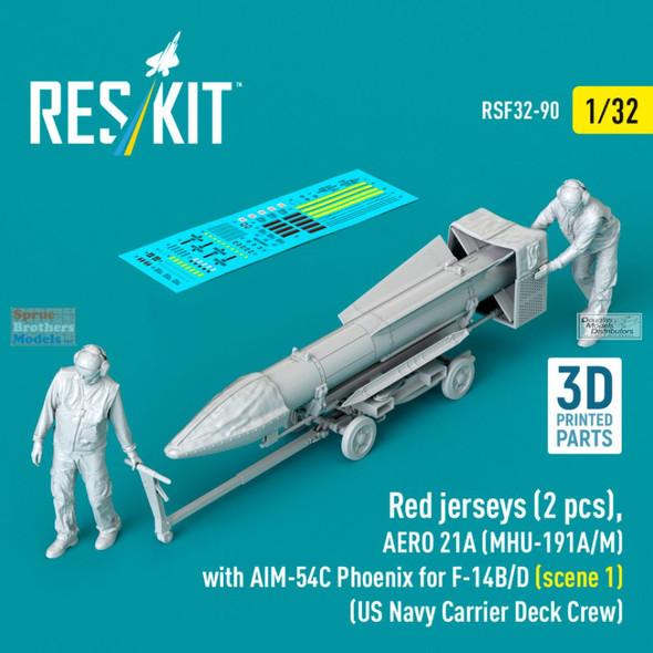 RESRSF320090F 1:32 ResKit Red Jerseys Figure Set with AERO 21A (MHU-19A/M) with AIM-54C Phoenix for F-14B/D - Scene 1