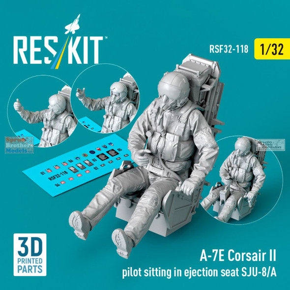 RESRSF320118F 1:32 ResKit A-7E Corsair II Pilot Sitting in Ejection Seat SJU-8/A