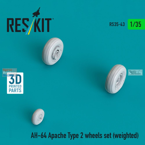 RESRS350043 1:35 ResKit AH-64 Apache Weighted Wheels Set Type 2