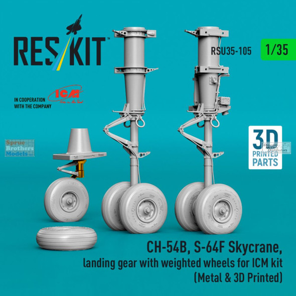 RESRSU350105U 1:35 ResKit CH-54B S-64F Skycrane Landing Gear with Weighted Wheels (ICM kit)