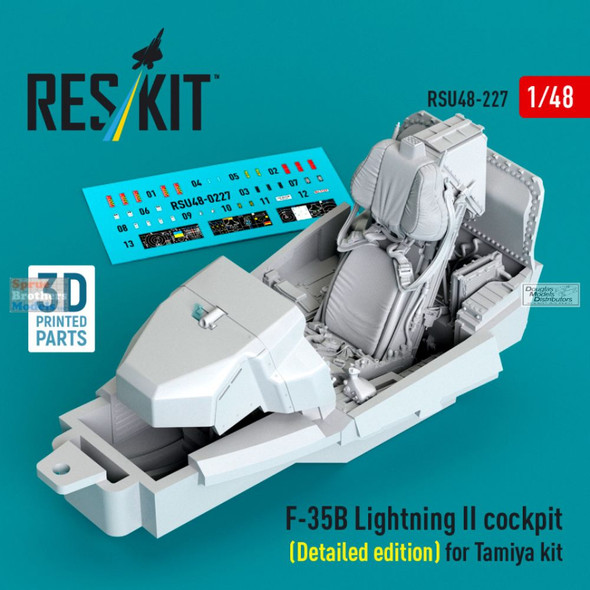 RESRSU480227U 1:48 ResKit F-35B Lightning II Cockpit Set Detailed Edition (TAM kit)