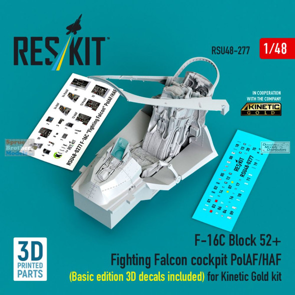 RESRSU480277U 1:48 ResKit F-16C Block 52+ Falcon Cockpit Set for Polish/Hellenic Air Force Basic Edition (KIN kit)