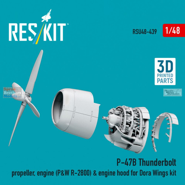 RESRSU480439U 1:48 ResKit P-47B Thunderbolt Engine, Engine Hood & Propeller (MIA kit)