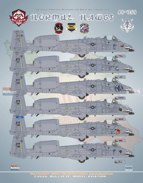 BMA48059 1:48 Bullseye Model Aviation Decals - A-10C Thunderbolt II 'Hormuz Hawgs'