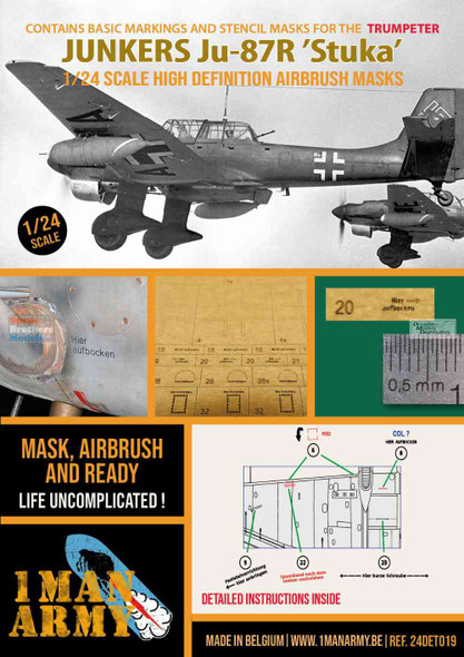 OMA24DET019 1:24 1Man Army Basic Markings & Stencil Masks - Ju-87R Stuka (TRP kit)