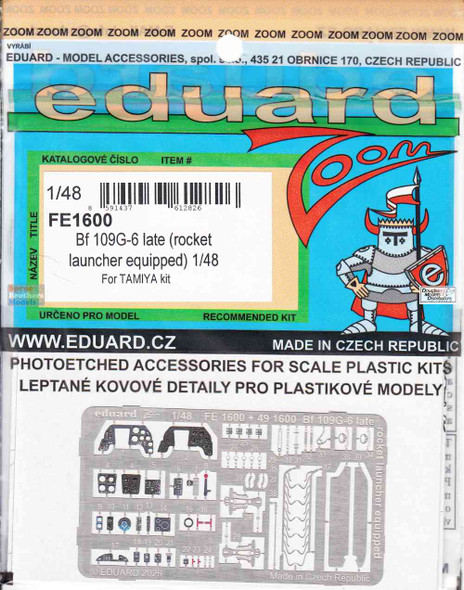 EDUFE1600 1:48 Eduard Color Zoom PE - Bf109G-6 Late Rocket Launcher Equiped (TAM kit)