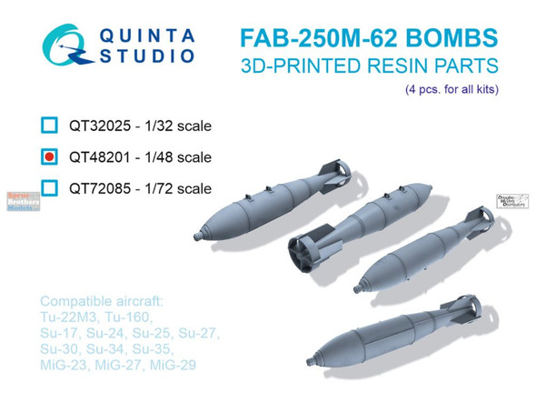 QTSQT48201 1:48 Quinta Studio FAB-250M-62 Bomb Set