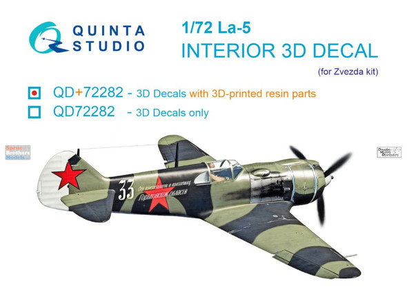 QTSQD72282R 1:72 Quinta Studio 3D Decal + Resin - La-5 (ZVE kit)