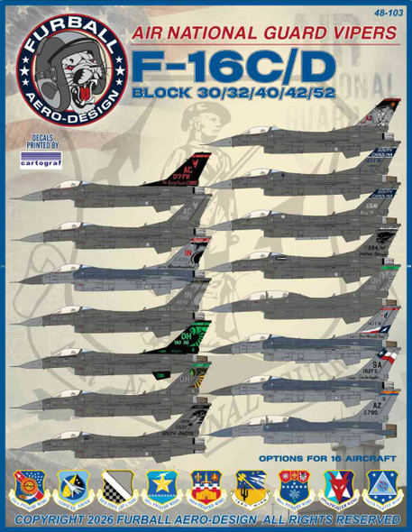 FUR48103 1:48 Furball Aero Design F-16C F-16D Block 30/32/40/42/52 Falcon 'Air National Guard  Vipers'