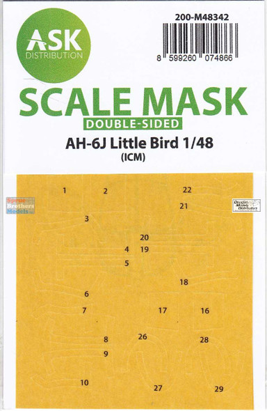 ASKM48342 1:48 ASK/Art Scale Double Sided Mask - AH-6J Little Bird (ICM kit)