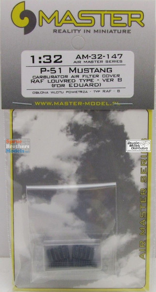 MASAM32147 1:32 Master Model P-51 Mustang Carburator Air Filter Cover RAF Louvered Type Ver B (EDU kit)