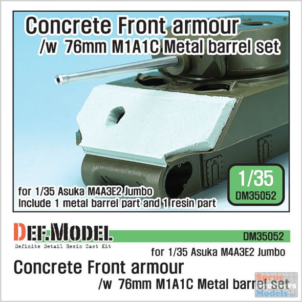 DEFDM35052 1:35 DEF Model M4A3E2 Sherman Concrete Front Armor with 76mm M1A1C Metal Barrel Set
