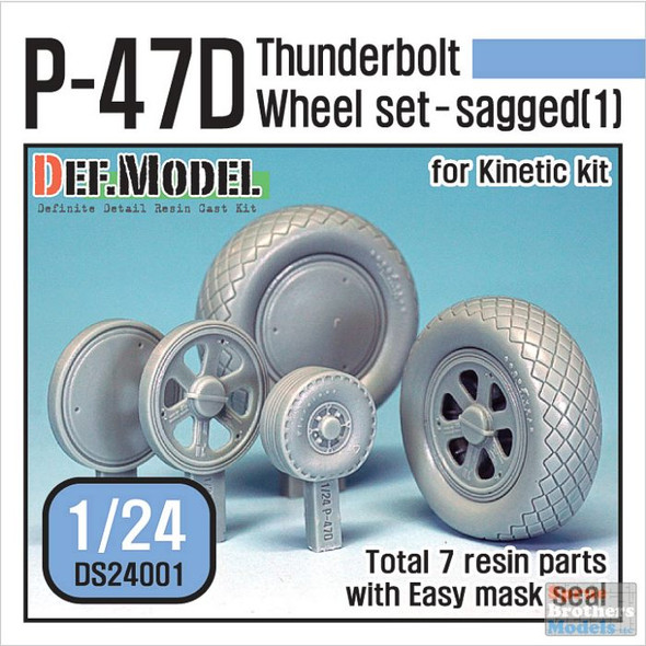 DEFDS24001 1:24 DEF Model P-47D Thunderbolt Sagged Wheel Set #1 (KIN kit)