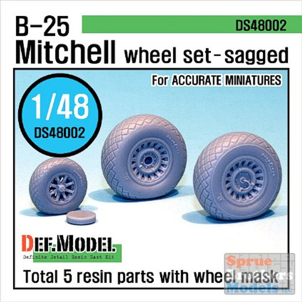 DEFDS48002 1:48 DEF Model B-25 Mitchell Wheel Set-Sagged (ACM kit)
