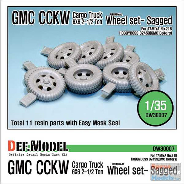 DEFDW30007 1:35 DEF Model GMC CCKW Cargo Truck Sagged Wheel Set (TAM/HBS kit)