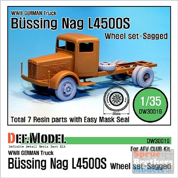 DEFDW30019 1:35 DEF Model WWII German Bussing Nag L4500S Wheel Set- Sagged (AFV kit)