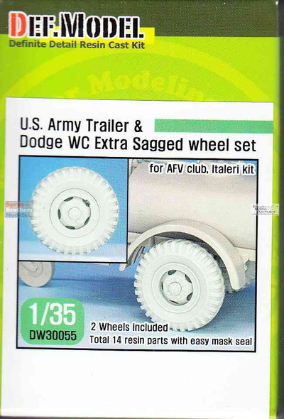 DEFDW30055 1:35 DEF Model US Army Trailer & Dodge WC Extra Sagged Wheel Set