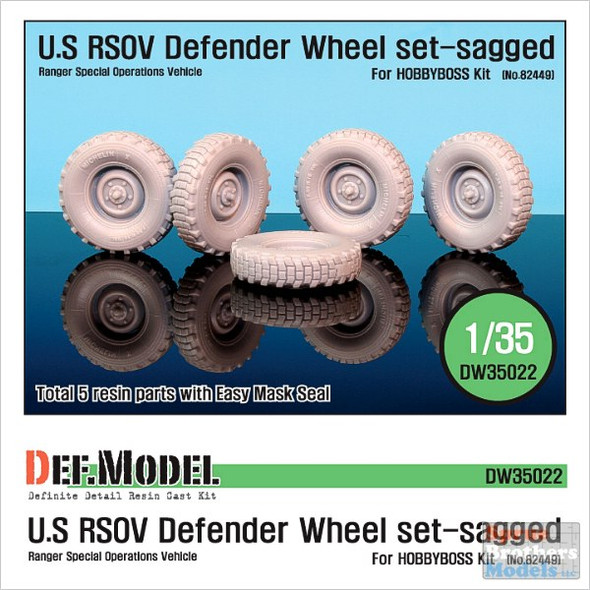 DEFDW35022 1:35 DEF Model US RSOV Defender Sagged Wheel Set (HBS kit) #DW35022