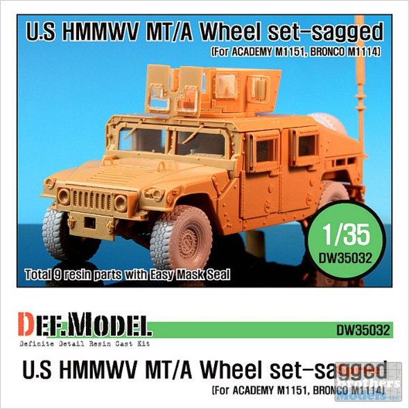 DEFDW35032 1:35 DEF Model US HMMWV MT/V Sagged Wheel Set (ACA/BNC kit) #DW35032