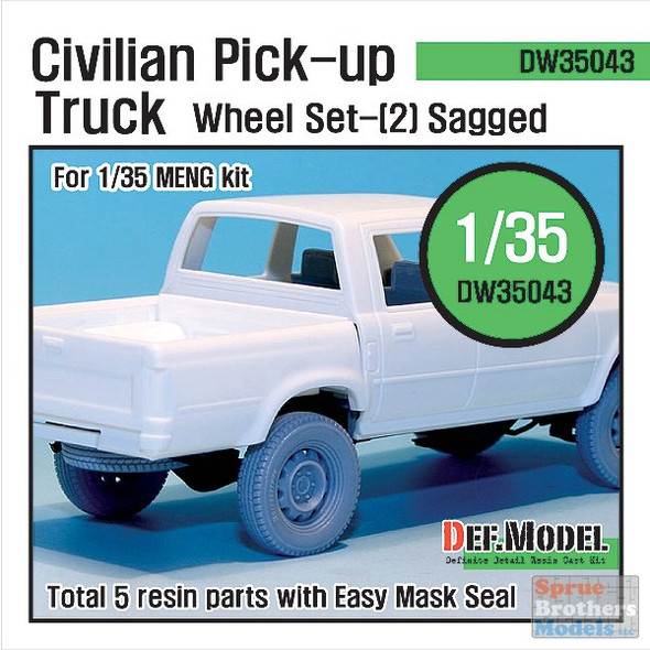DEFDW35043 1:35 DEF Model Civilian Pick Up Truck Sagged Wheel Set #2 (MNG kit)