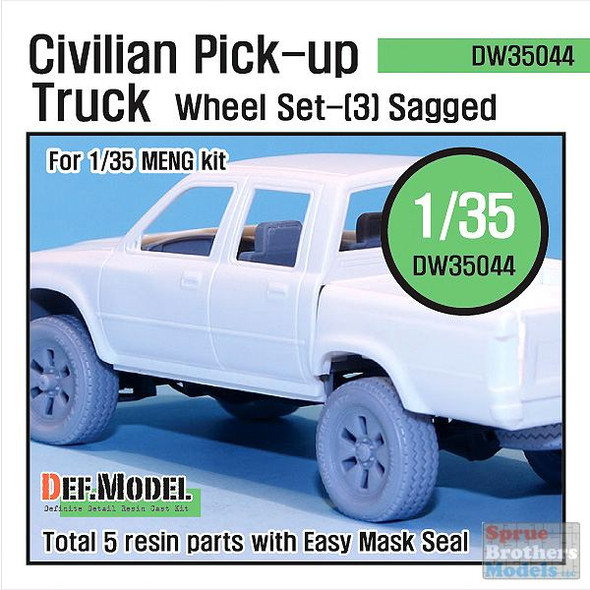 DEFDW35044 1:35 DEF Model Civilian Pick Up Truck Sagged Wheel Set #3 (MNG kit)