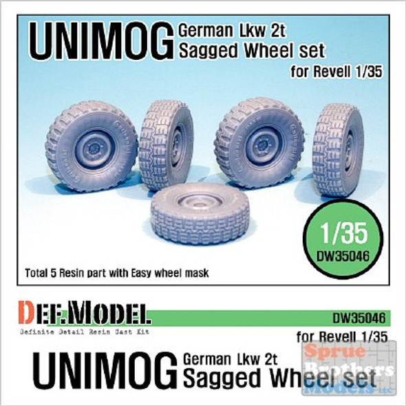 DEFDW35046 1:35 DEF Model German UNIMOG Lkw 2t Sagged Wheel Set (RVG kit)