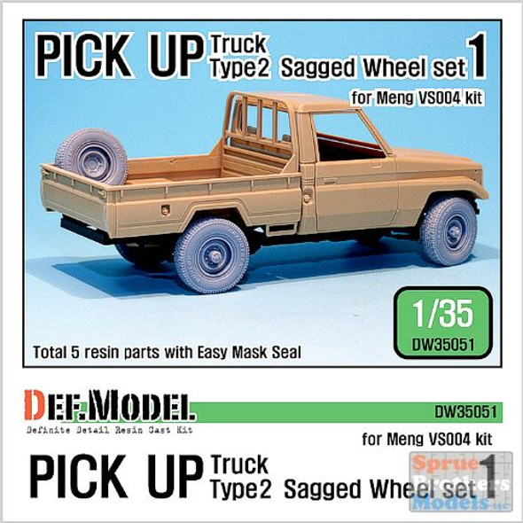 DEFDW35051 1:35 DEF Model Pick Up Truck Type 2 Sagged Wheel Set 1 (MNG kit)