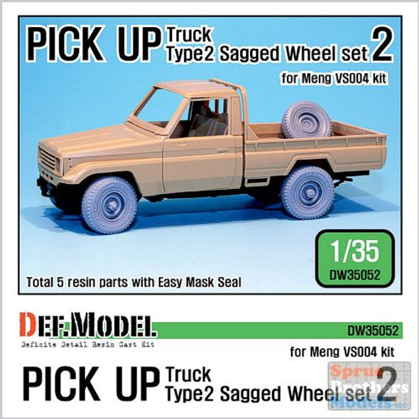 DEFDW35052 1:35 DEF Model Pick Up Truck Type 2 Sagged Wheel Set 2 (MNG kit)