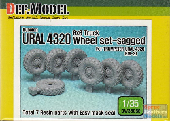 DEFDW35060 1:35 DEF Model Russian Ural 4320 6x6 Truck Sagged Wheel Set (TRP kit)
