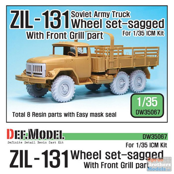 DEFDW35067 1:35 DEF Model ZIL-131 Soviet Army Truck Sagged Wheels Set with Front Grill Part (ICM kit)