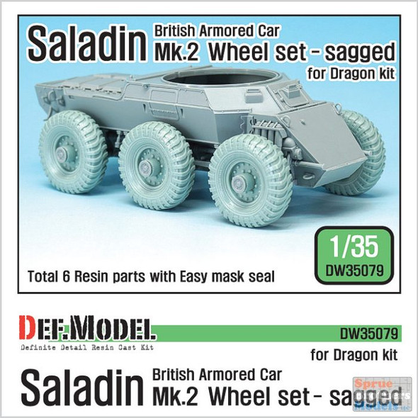 DEFDW35079 1:35 DEF Model Saladin Mk.2 Sagged Wheel Set (DRA kit)