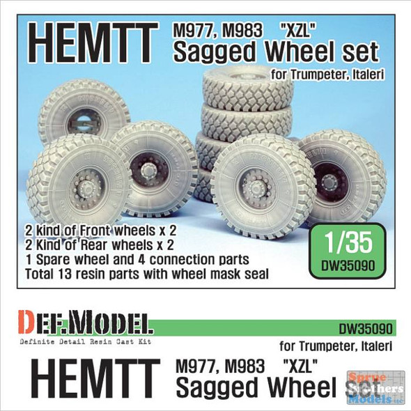 DEFDW35090 1:35 DEF Model M977 M983 HEMTT XZL Sagged Wheel Set (TRP/ITA kit)