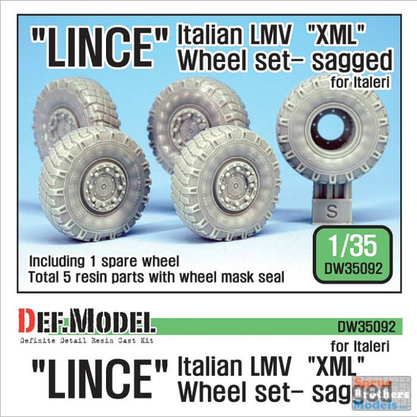 DEFDW35092 1:35 DEF Model Italian LMV Lince XML Sagged Wheel Set (ITA kit)