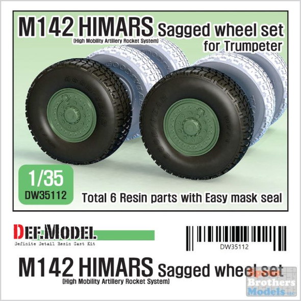 DEFDW35112 1:35 DEF Model US M142 HIMARS Sagged Wheel Set (TRP kit)