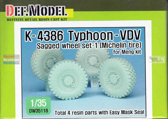 DEFDW35118 1:35 DEF Model K-4386 Typhoon VDV Sagged Wheel Set Michelin Tires (MNG kit)
