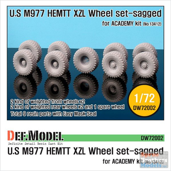 DEFDW72002 1:72 DEF Model US M977 HEMTT XZL Sagged Wheel Set (ACA kit) #DW72002