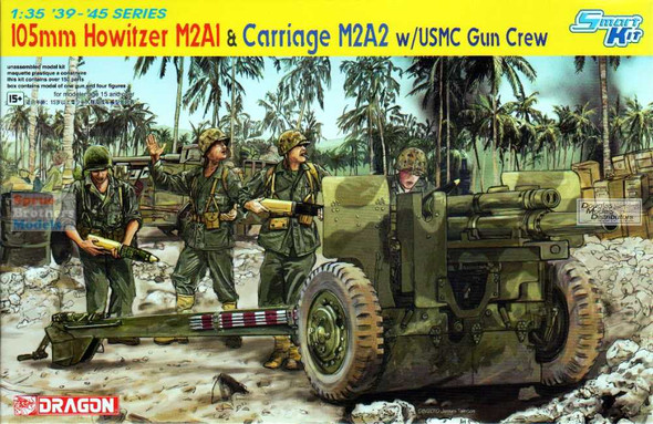DML6531 1:35 Dragon 105mm Howitzer M2A1 & Carriage M2A2 w/USMC Gun Crew ~ Smart Kit