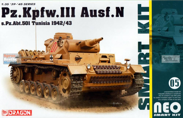DML6956 1:35 Dragon Panzer Pz.Kpfw.III Ausf.N s.Pz.Abt.501 Tunisia 1942-43 NEO Smart Kit