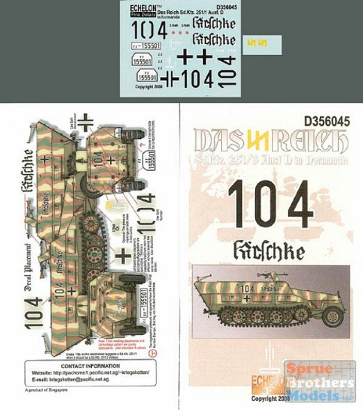 ECH356045 1:35 Echelon Das Reich SdKfz 251/3 Ausf D in Normandie #356045