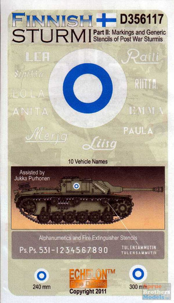 ECH356117 1:35 Echelon Finnish Sturmi Part 2: Markings and Generic Stencils of Post War Sturmis