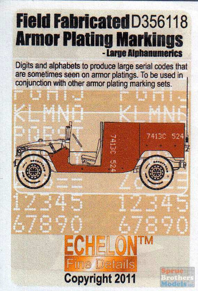 ECH356118 1:35 Echelon Field Fabricated Armor Plating Markings - Large Alphanumerics