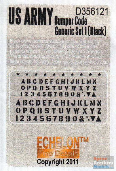 ECH356121 1:35 Echelon US Army Bumper Code Generic Set 1 (Black)
