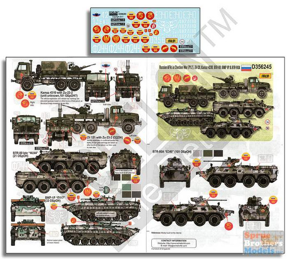 ECH356245 1:35 Echelon Russian AFVs in Chechen War Part 2: Zil-131 Kamaz 4310 BTR-80 BMP-1P BTR-80A