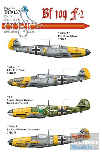 ECL72137 1:72 Eagle Editions Bf 109F-2 JG2 JG 53 JG54 #72137