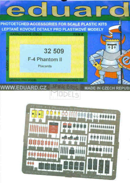 EDU32509 1:32 Eduard PE - F-4 Phantom II Placards #32509