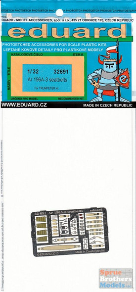 EDU32691 1:32 Eduard Color PE - Ar 196A-3 Seatbelts (REV kit) #32691
