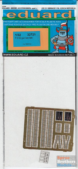 EDU32721 1:32 Eduard Color PE - P-51D Mustang Late Gun Bay Detail Set (TAM kit) #32721